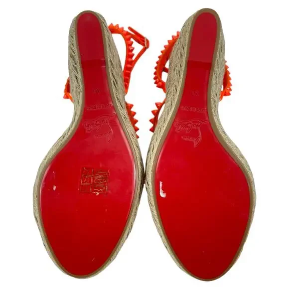 Christian Louboutin Mafaldina Zeppa 120 Wedge Sandal Orange Size 40 - Picture 9 of 15